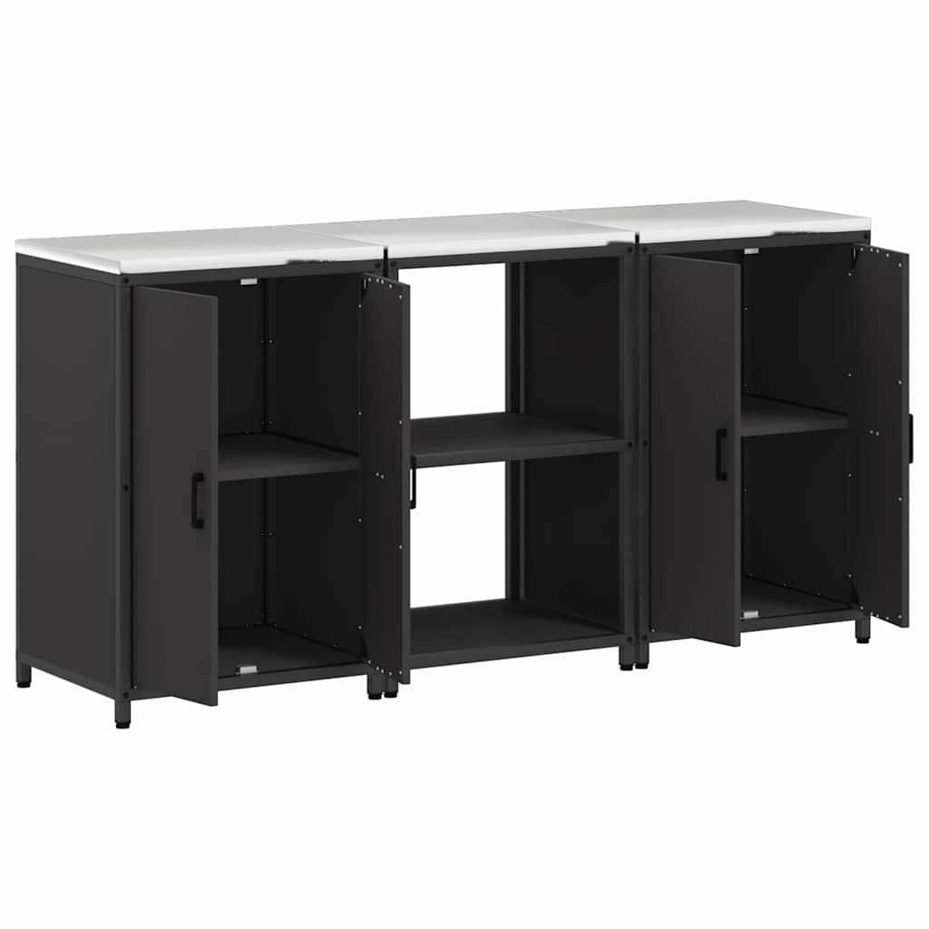 Kitchen Storage Set with Shelf 3 pcs Black 180 x 50 x 92 cm