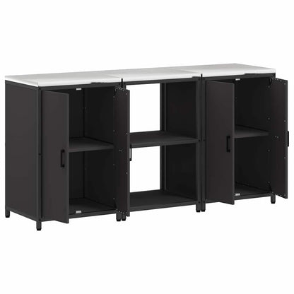 Kitchen Storage Set with Shelf 3 pcs Black 180 x 50 x 92 cm