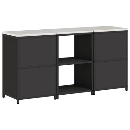Kitchen Storage Set with Shelf 3 pcs Black 180 x 50 x 92 cm