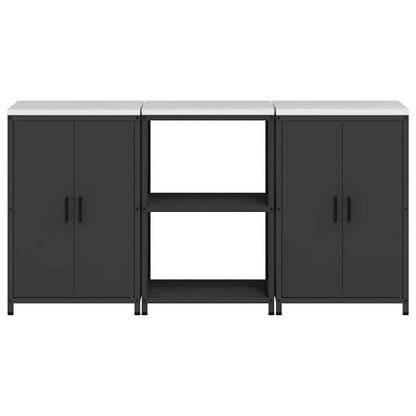 Kitchen Storage Set with Shelf 3 pcs Black 180 x 50 x 92 cm