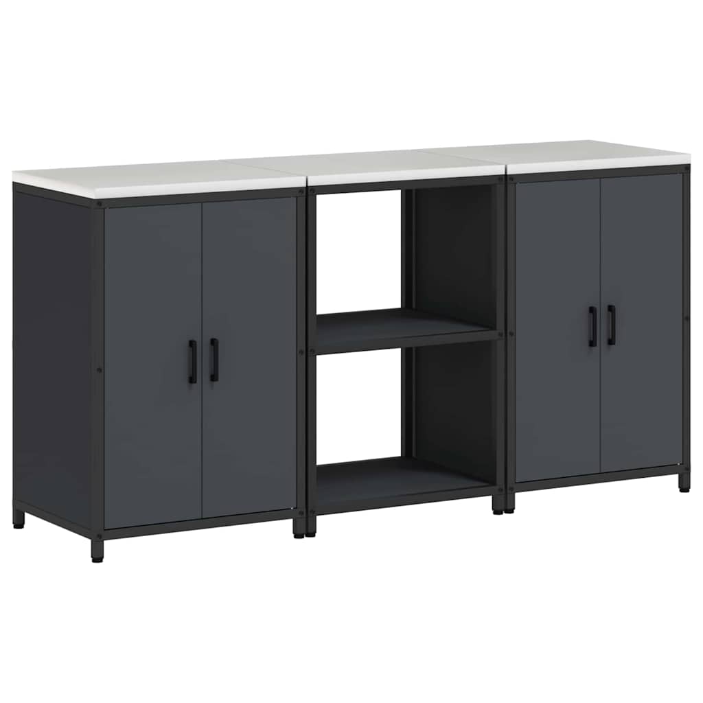 Kitchen Storage Set with Door 3 pcs Anthracite 180 x 50 x 92 cm