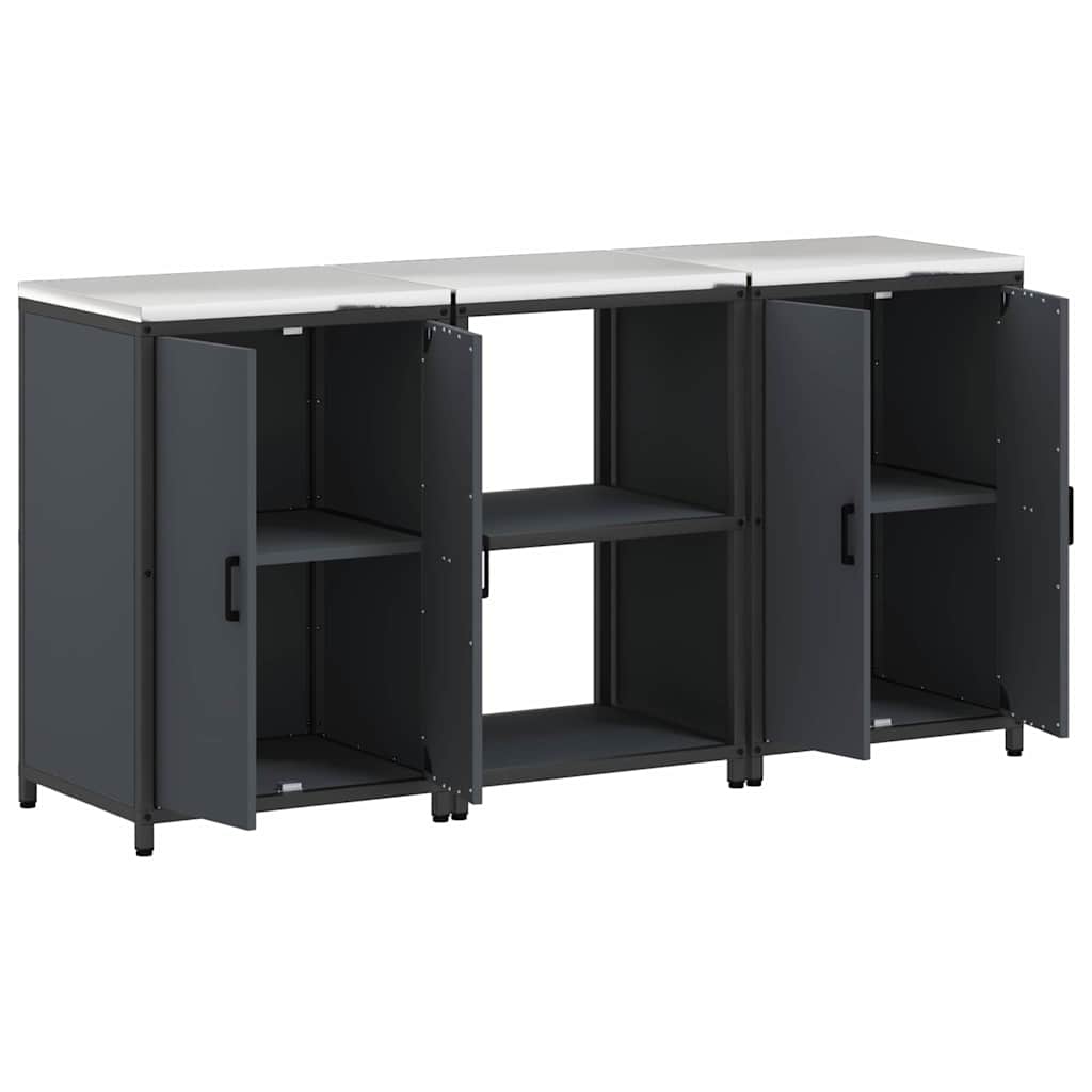 Kitchen Storage Set with Door 3 pcs Anthracite 180 x 50 x 92 cm