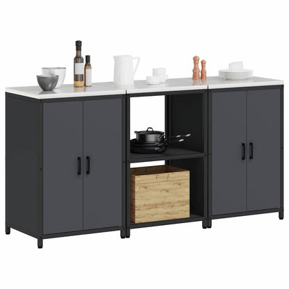 Kitchen Storage Set with Door 3 pcs Anthracite 180 x 50 x 92 cm