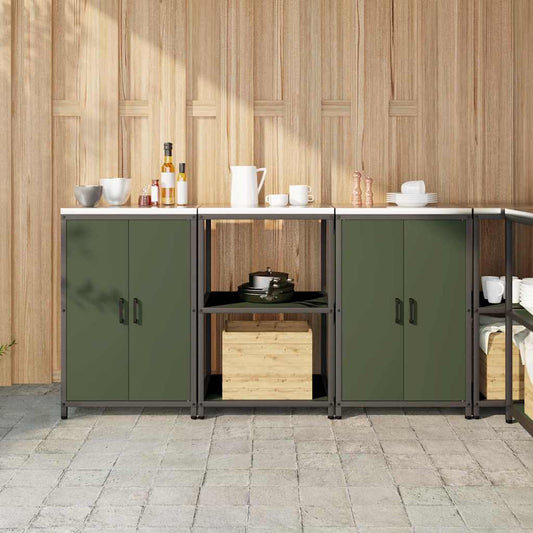 Kitchen Storage Set 3 pcs Olive Green 180 x 50 x 92 cm