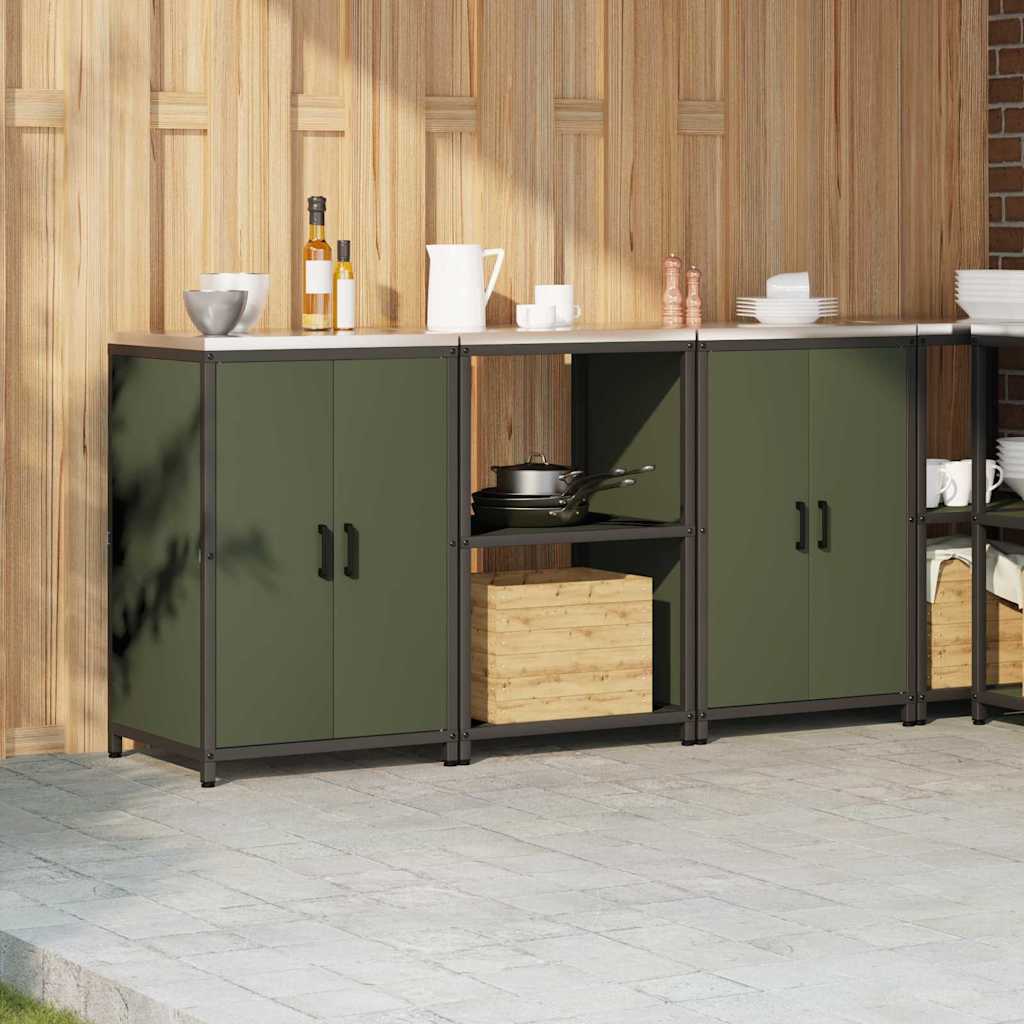 Kitchen Storage Set 3 pcs Olive Green 180 x 50 x 92 cm