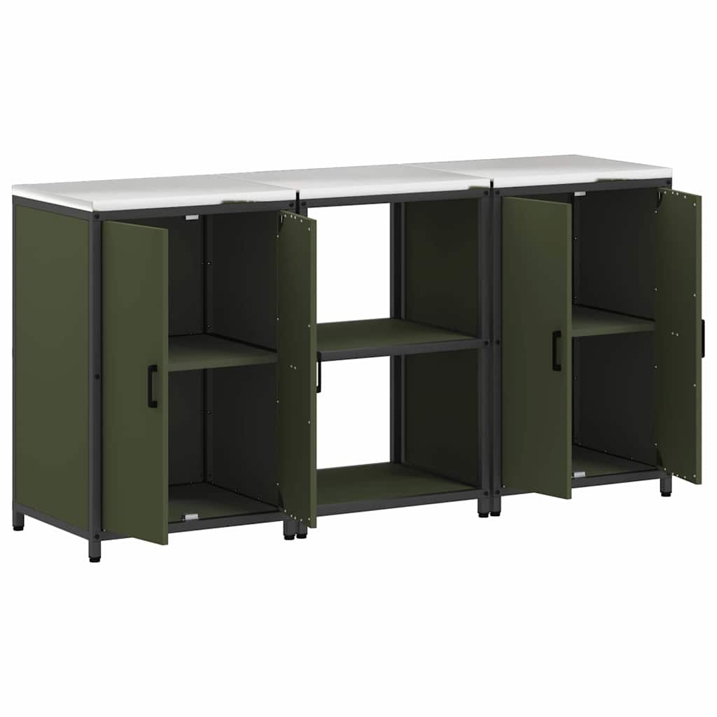 Kitchen Storage Set 3 pcs Olive Green 180 x 50 x 92 cm