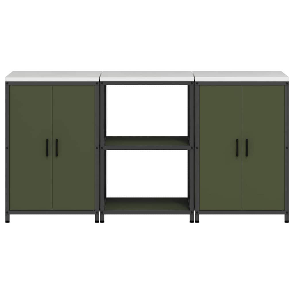 Kitchen Storage Set 3 pcs Olive Green 180 x 50 x 92 cm