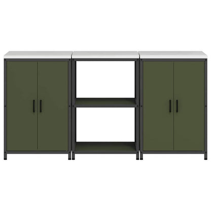 Kitchen Storage Set 3 pcs Olive Green 180 x 50 x 92 cm