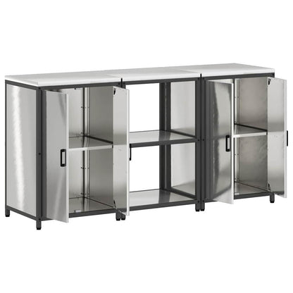 Kitchen Storage Set with Shelf 3 pcs Sliver 180 x 50 x 92 cm