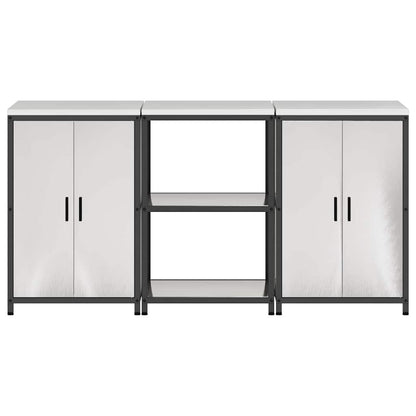 Kitchen Storage Set with Shelf 3 pcs Sliver 180 x 50 x 92 cm
