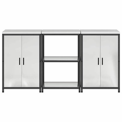 Kitchen Storage Set with Shelf 3 pcs Sliver 180 x 50 x 92 cm