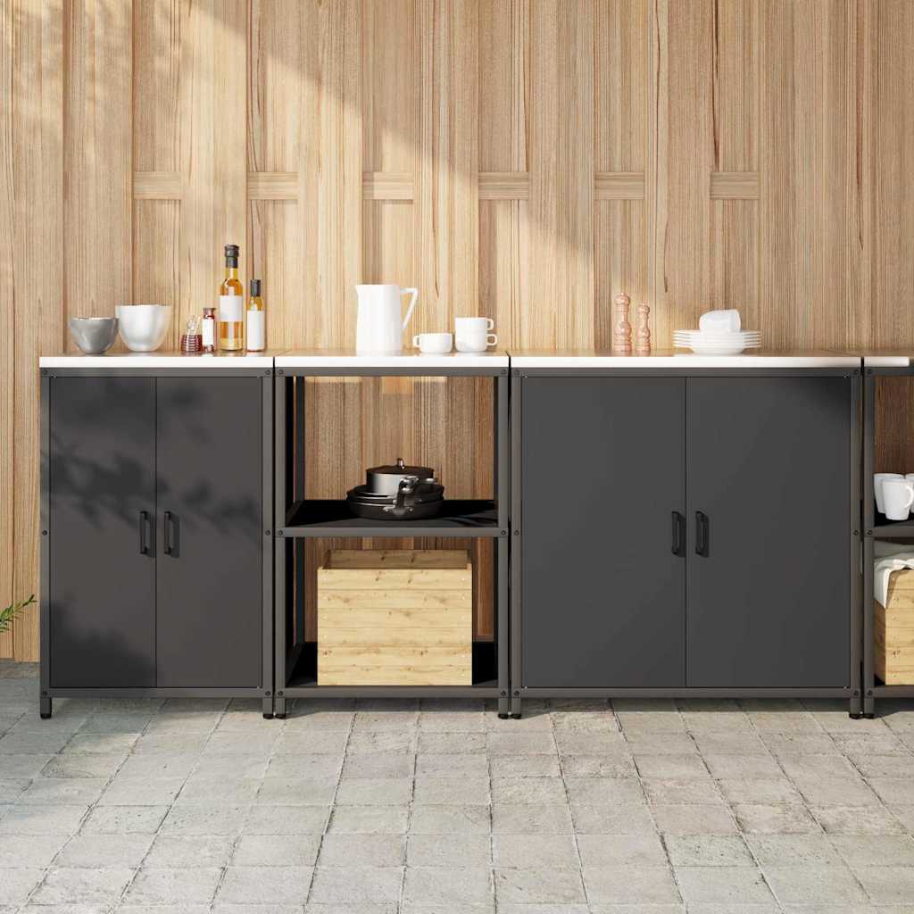 Kitchen Storage Set with Shelf 3 pcs Black 210 x 50 x 92 cm