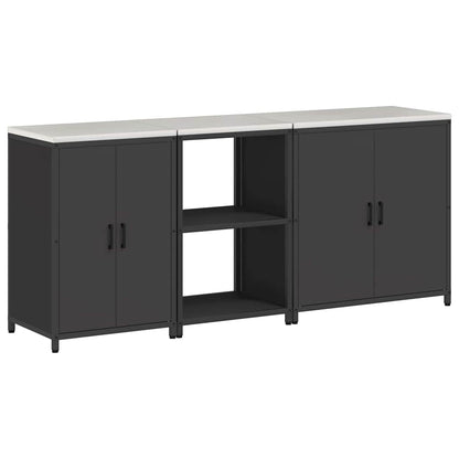 Kitchen Storage Set with Shelf 3 pcs Black 210 x 50 x 92 cm