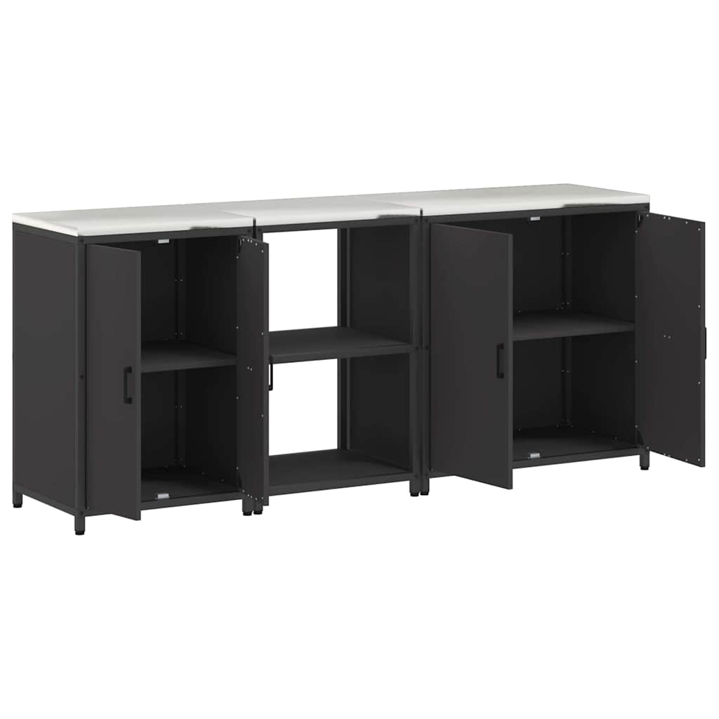 Kitchen Storage Set with Shelf 3 pcs Black 210 x 50 x 92 cm