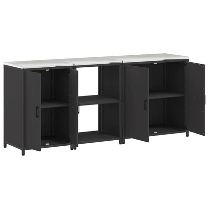 Kitchen Storage Set with Shelf 3 pcs Black 210 x 50 x 92 cm