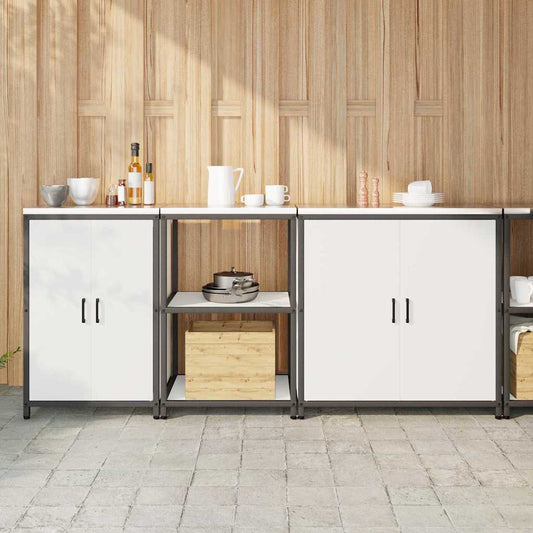 Kitchen Storage Set with Shelf 3 pcs White 210 x 50 x 92 cm