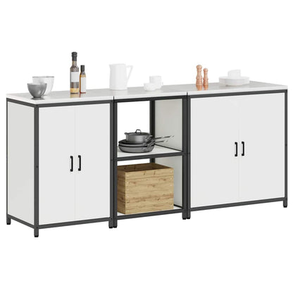 Kitchen Storage Set with Shelf 3 pcs White 210 x 50 x 92 cm