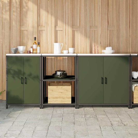Kitchen Storage Set with Shelf Other 3 pcs Olive Green Steel