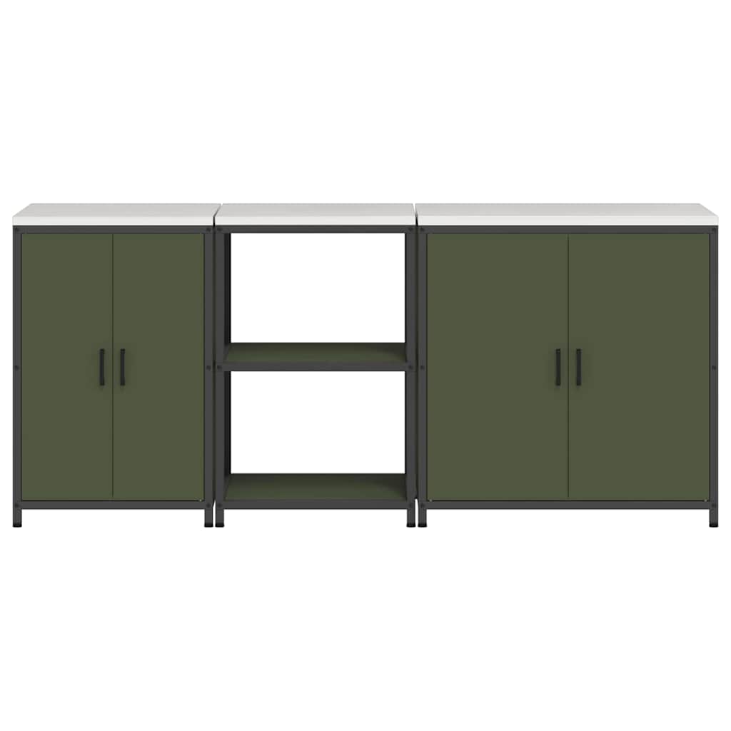 Kitchen Storage Set Other 3 pcs Olive Green 210 x 50 x 92 cm