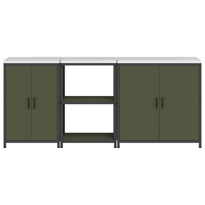Kitchen Storage Set Other 3 pcs Olive Green 210 x 50 x 92 cm