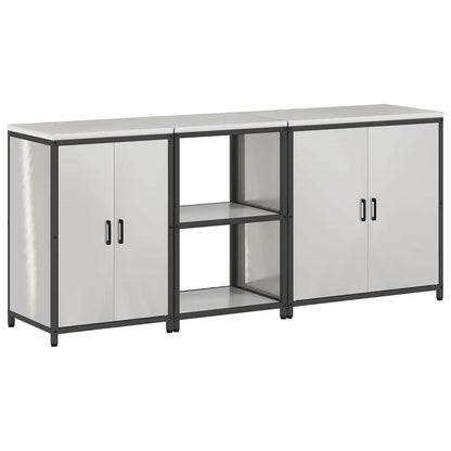 Kitchen Storage Set with Shelf 3 pcs Sliver 210 x 50 x 92 cm