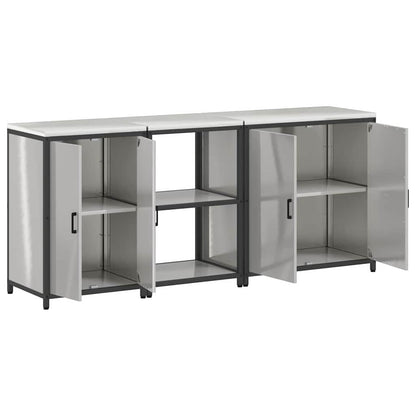 Kitchen Storage Set with Shelf 3 pcs Sliver 210 x 50 x 92 cm