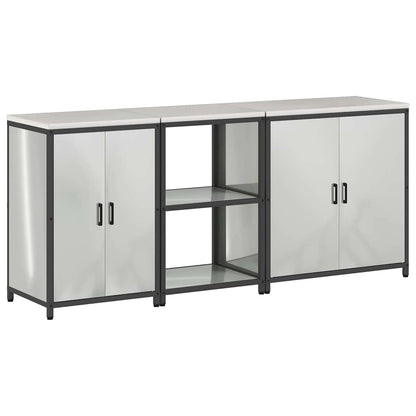 Kitchen Storage Set with Shelf 3 pcs Sliver 210 x 50 x 92 cm