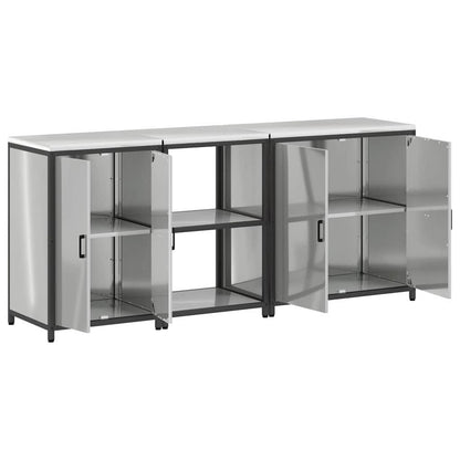 Kitchen Storage Set with Shelf 3 pcs Sliver 210 x 50 x 92 cm