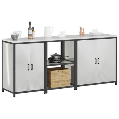 Kitchen Storage Set with Shelf 3 pcs Sliver 210 x 50 x 92 cm