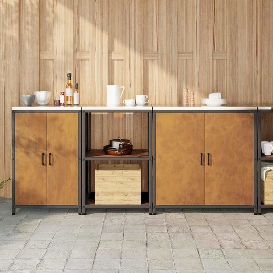 Kitchen Storage Set with Shelf 3 pcs Rusty 210 x 50 x 92 cm