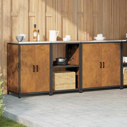 Kitchen Storage Set with Shelf 3 pcs Rusty 210 x 50 x 92 cm