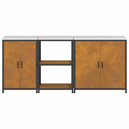 Kitchen Storage Set with Shelf 3 pcs Rusty 210 x 50 x 92 cm