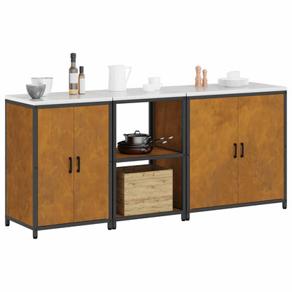 Kitchen Storage Set with Shelf 3 pcs Rusty 210 x 50 x 92 cm