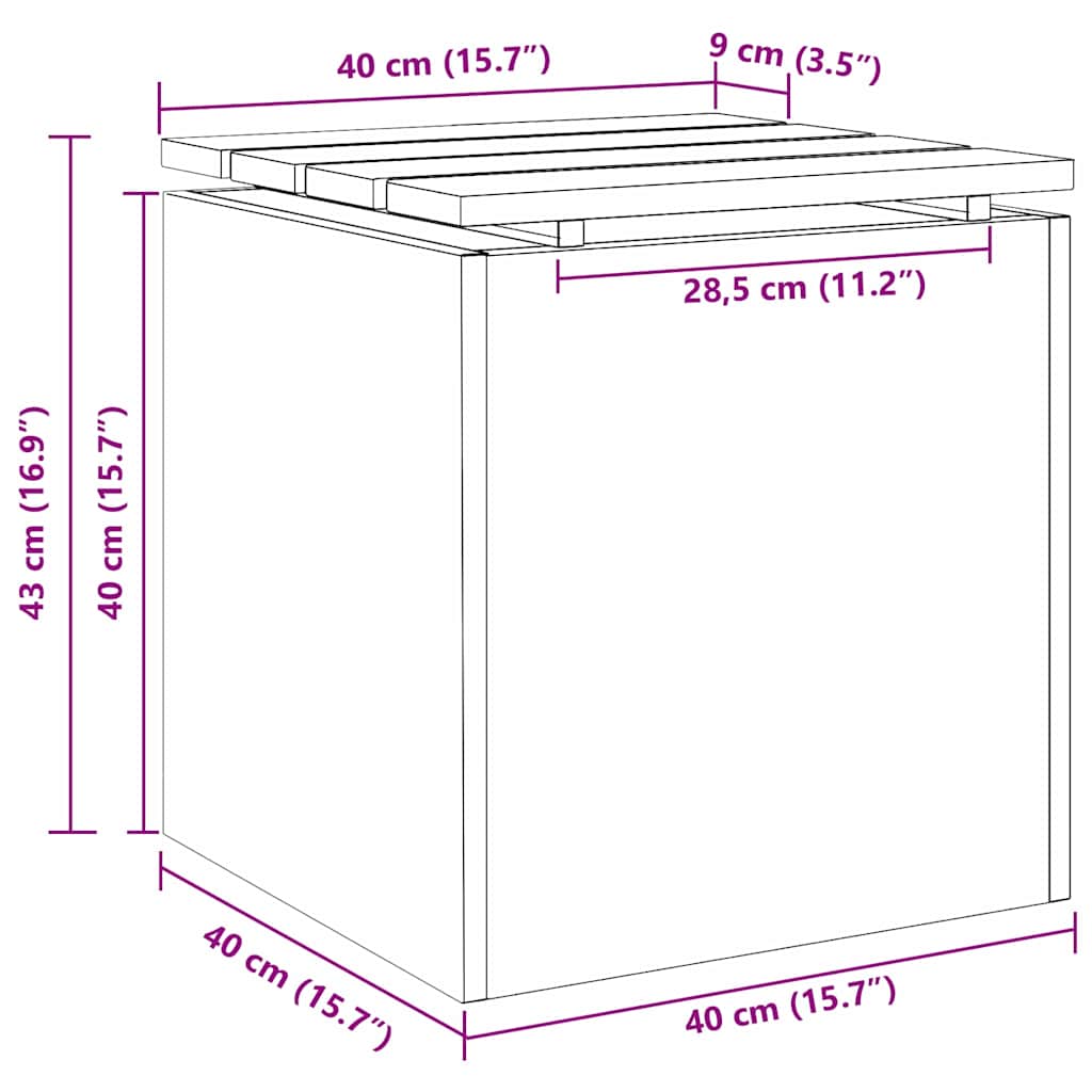 Garden Bench Silver 40 x 40 x 43 cm Stainless steel