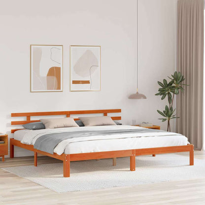Bed Frame Wax brown 200 x 200 cm Solid Wood Pine
