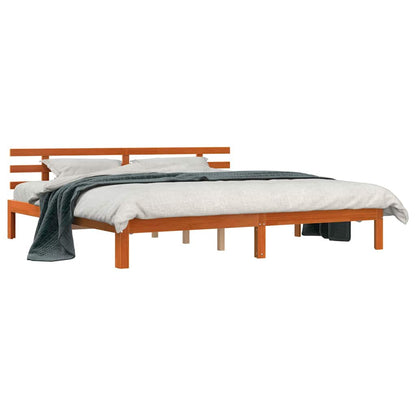Bed Frame Wax brown 200 x 200 cm Solid Wood Pine