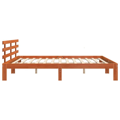 Bed Frame Wax brown 200 x 200 cm Solid Wood Pine