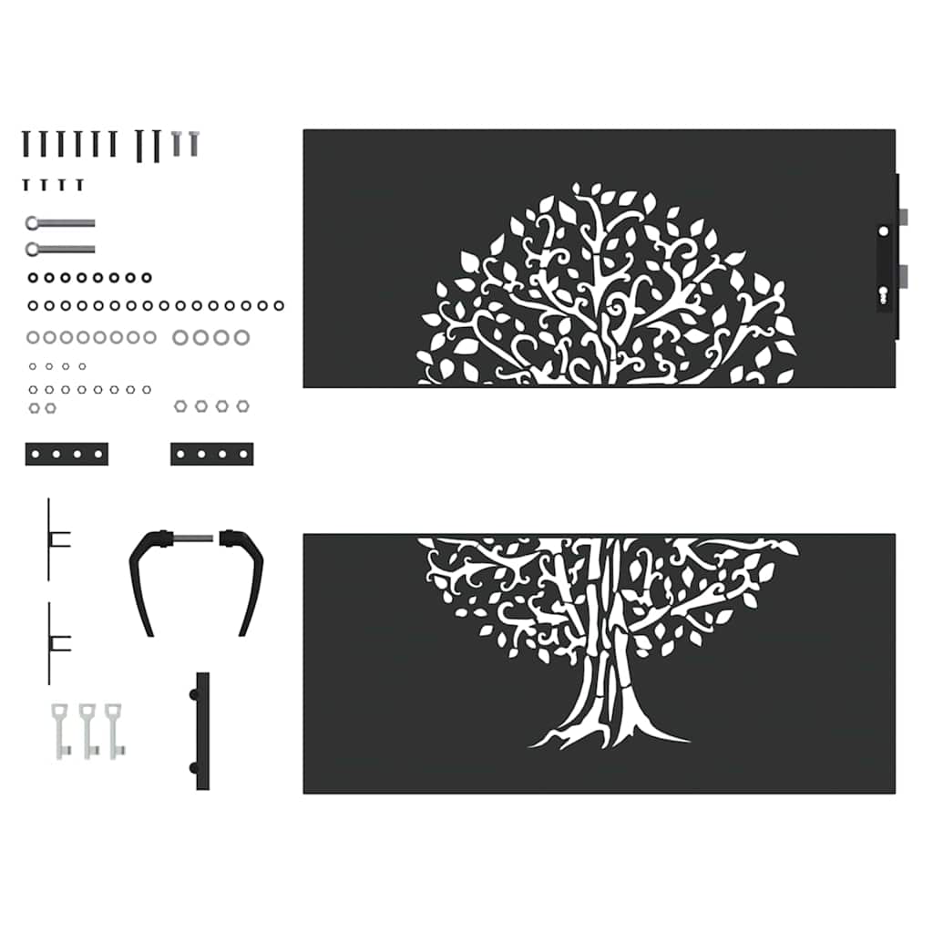 Garden Gate with Lock Black 100 x 100 cm Powder-coated steel