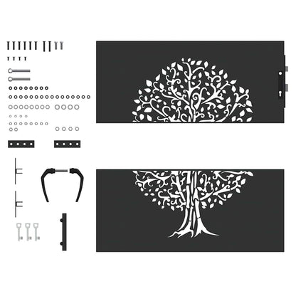 Garden Gate with Lock Black 100 x 100 cm Powder-coated steel