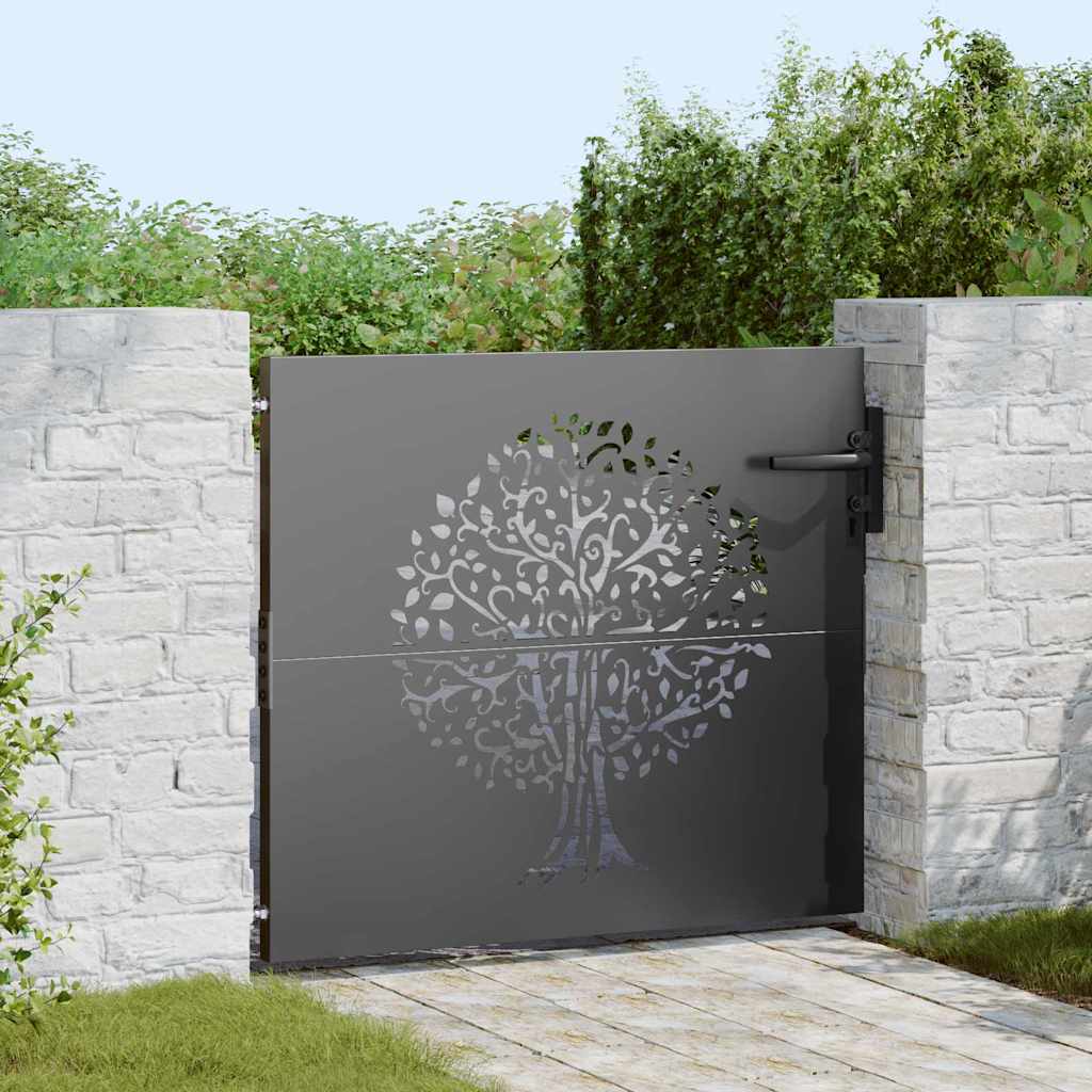 Garden Gate with Lock Black 100 x 100 cm Powder-coated steel