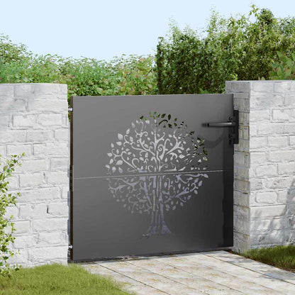 Garden Gate with Lock Black 100 x 100 cm Powder-coated steel