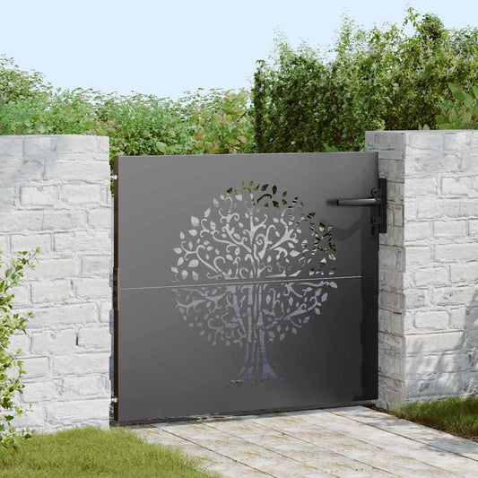Garden Gate with Lock Black 100 x 100 cm Powder-coated steel