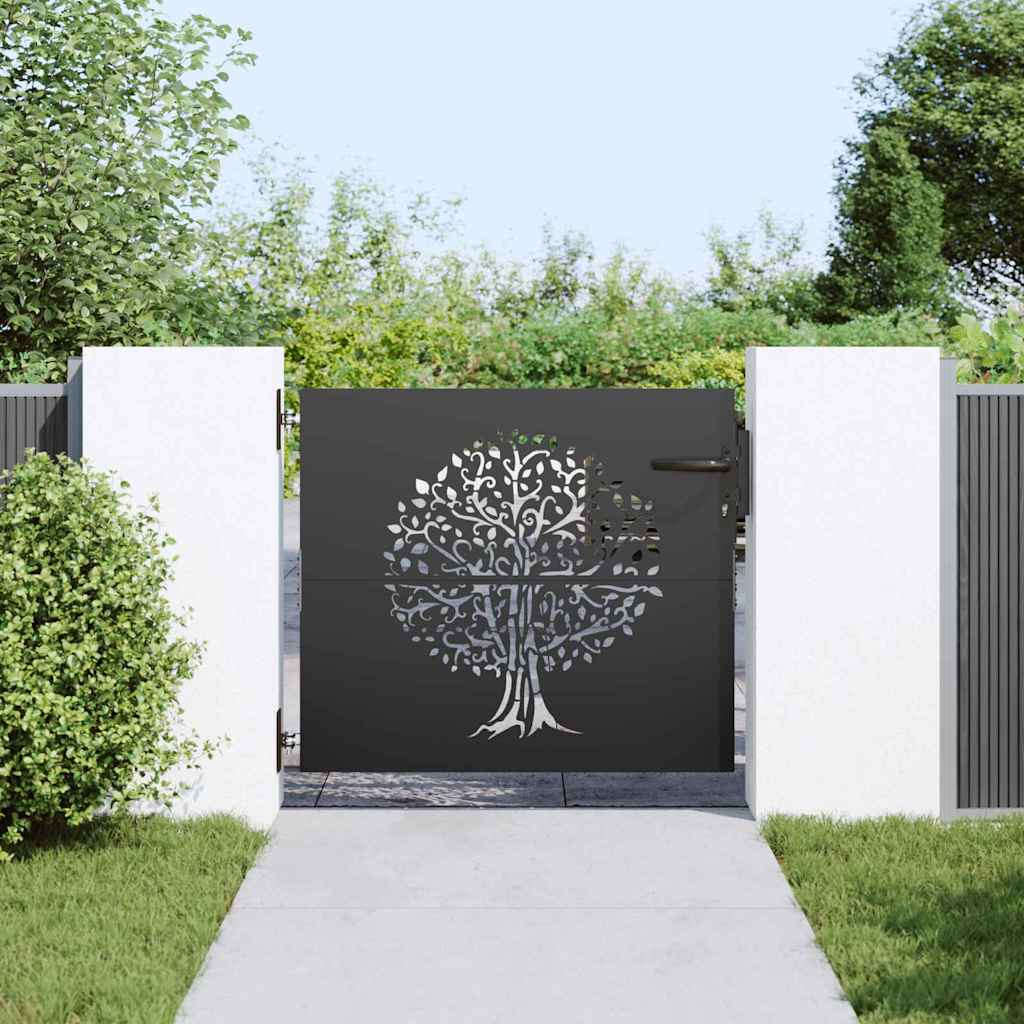 Garden Gate with Lock Black 100 x 100 cm Powder-coated steel