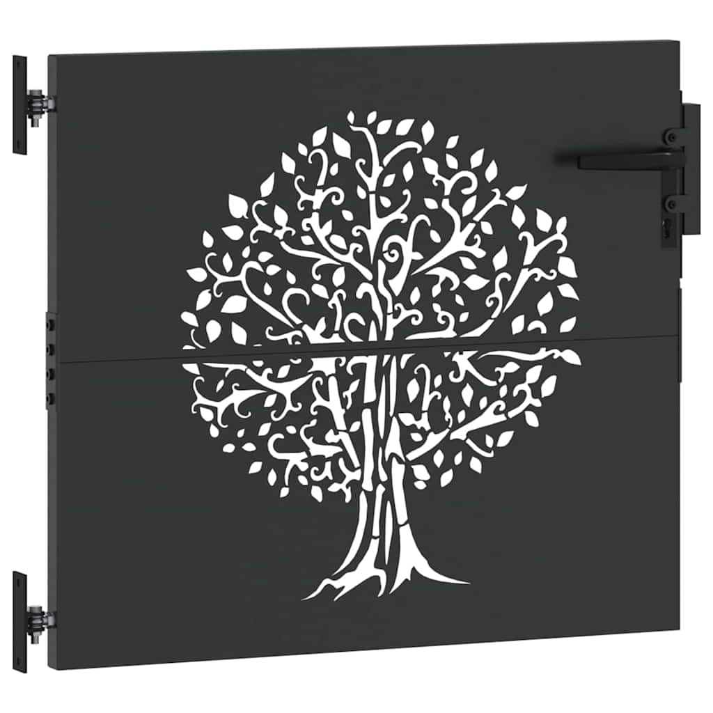 Garden Gate with Lock Black 100 x 100 cm Powder-coated steel