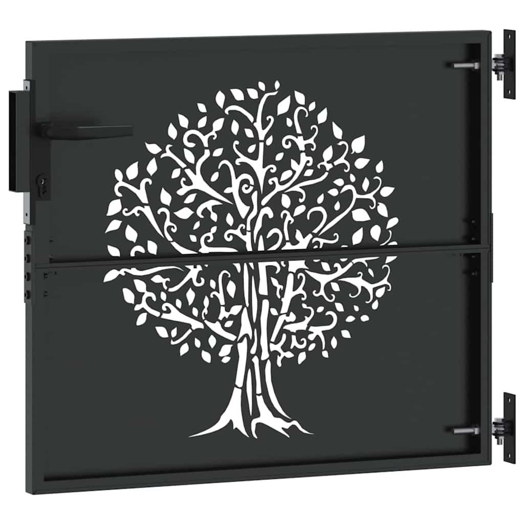 Garden Gate with Lock Black 100 x 100 cm Powder-coated steel