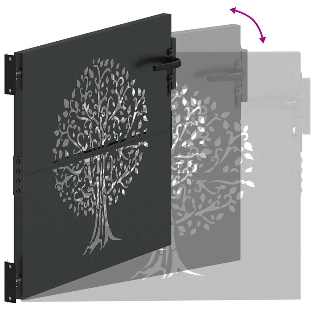 Garden Gate with Lock Black 100 x 100 cm Powder-coated steel