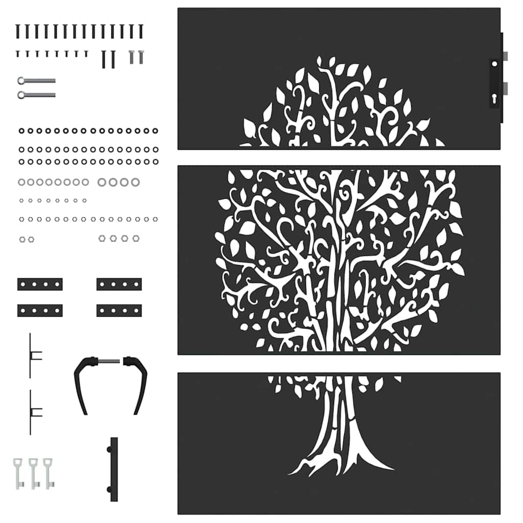 Garden Gate with Lock Black 100 x 125 cm Powder-coated steel