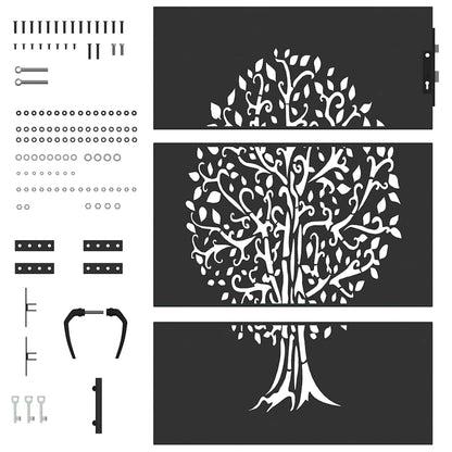 Garden Gate with Lock Black 100 x 125 cm Powder-coated steel