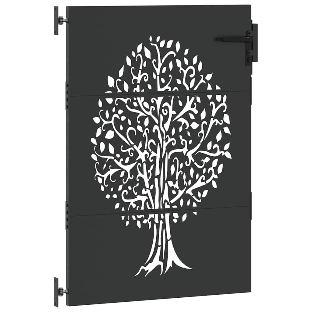 Garden Gate with Lock Black 100 x 125 cm Powder-coated steel