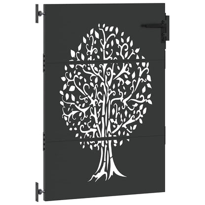 Garden Gate with Lock Black 100 x 125 cm Powder-coated steel
